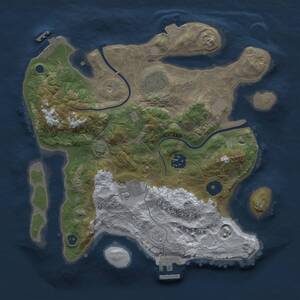 Thumbnail Rust Map: Procedural Map, Size: 3000, Seed: 1518911817, 9 Monuments