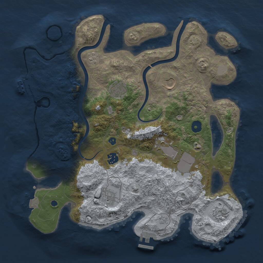 Rust Map: Procedural Map, Size: 3500, Seed: 1796718099, 13 Monuments