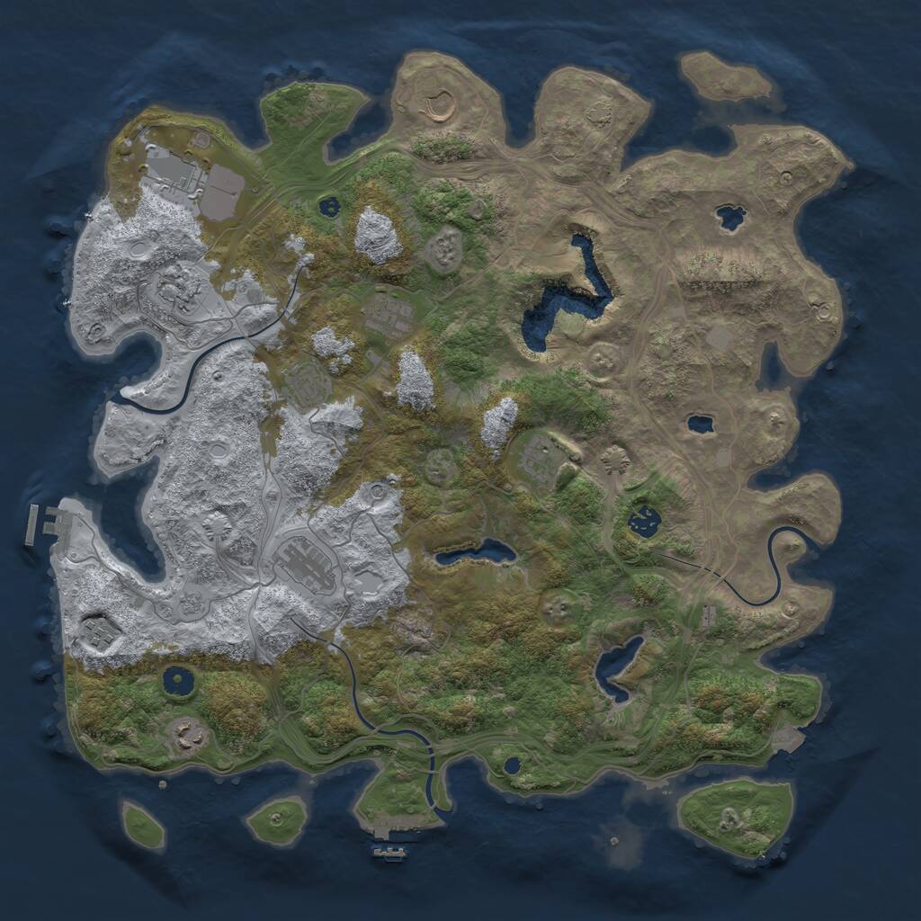 Rust Map: Procedural Map, Size: 4500, Seed: 732832715, 16 Monuments