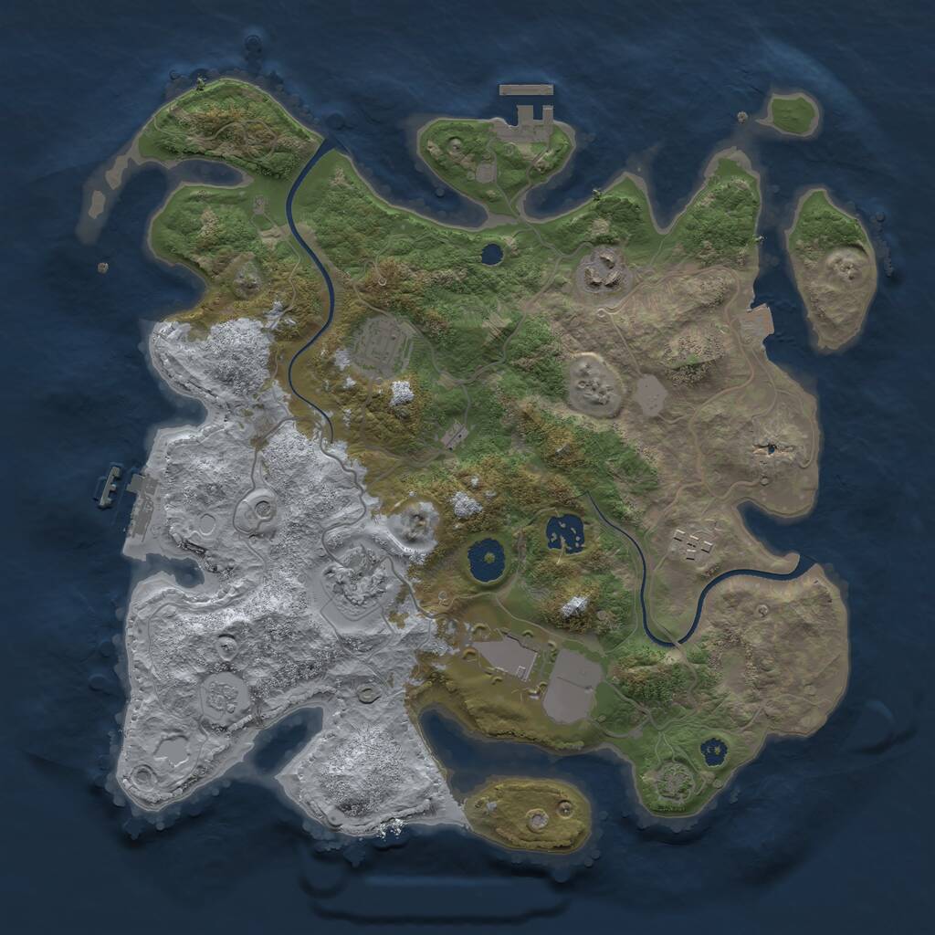 Rust Map: Procedural Map, Size: 3500, Seed: 957090248, 12 Monuments