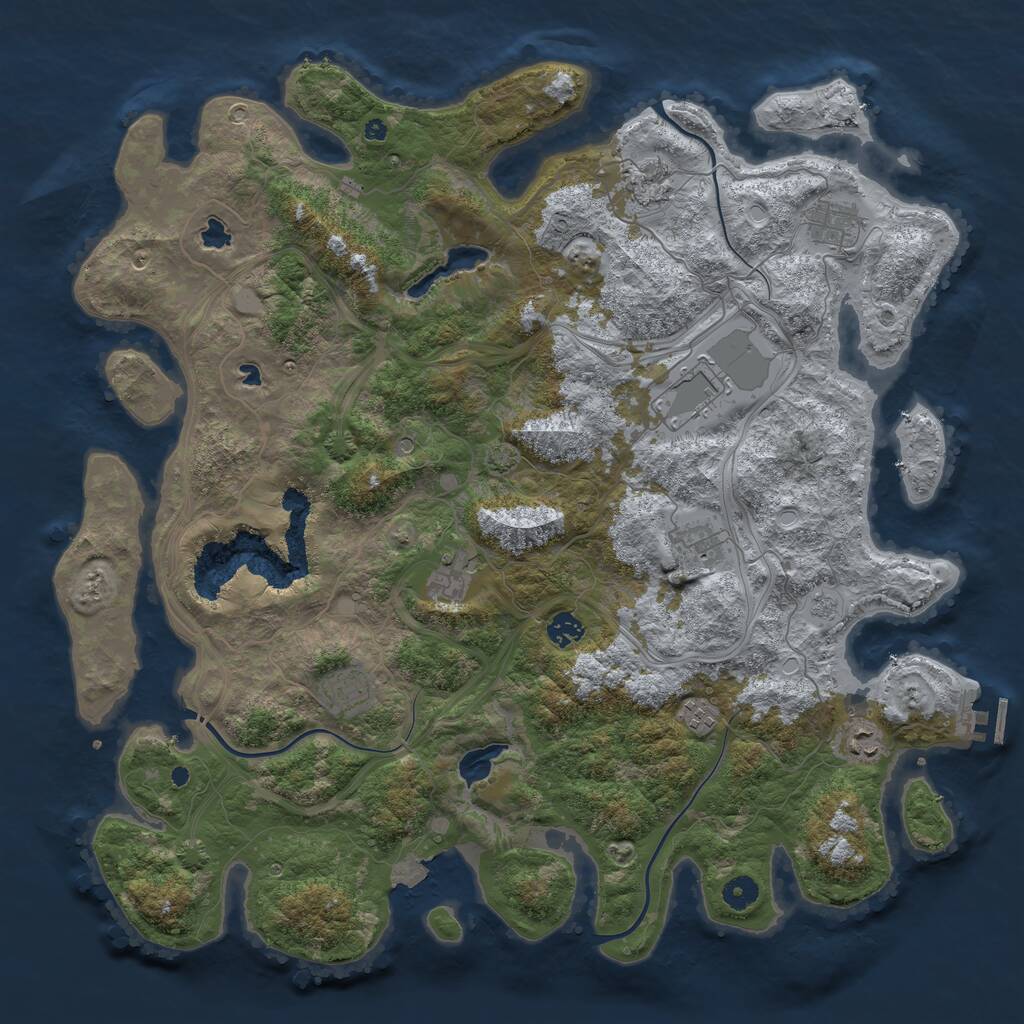 Rust Map: Procedural Map, Size: 4500, Seed: 968607079, 14 Monuments