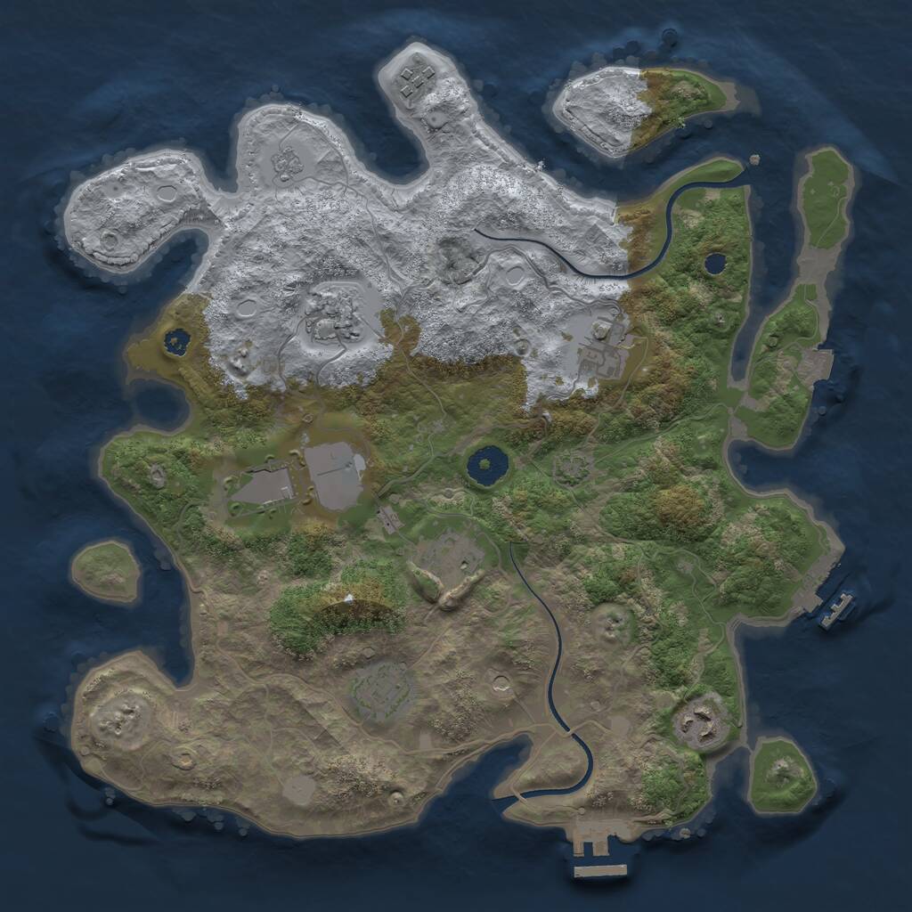 Rust Map: Procedural Map, Size: 3500, Seed: 463724213, 13 Monuments