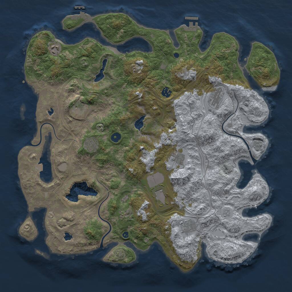 Rust Map: Procedural Map, Size: 4500, Seed: 1052025, 16 Monuments
