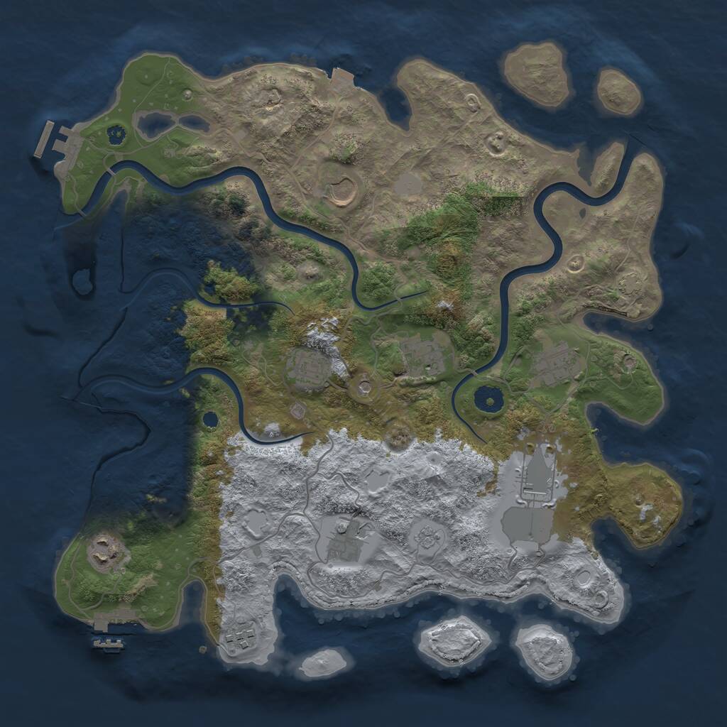 Rust Map: Procedural Map, Size: 3800, Seed: 1899256, 14 Monuments