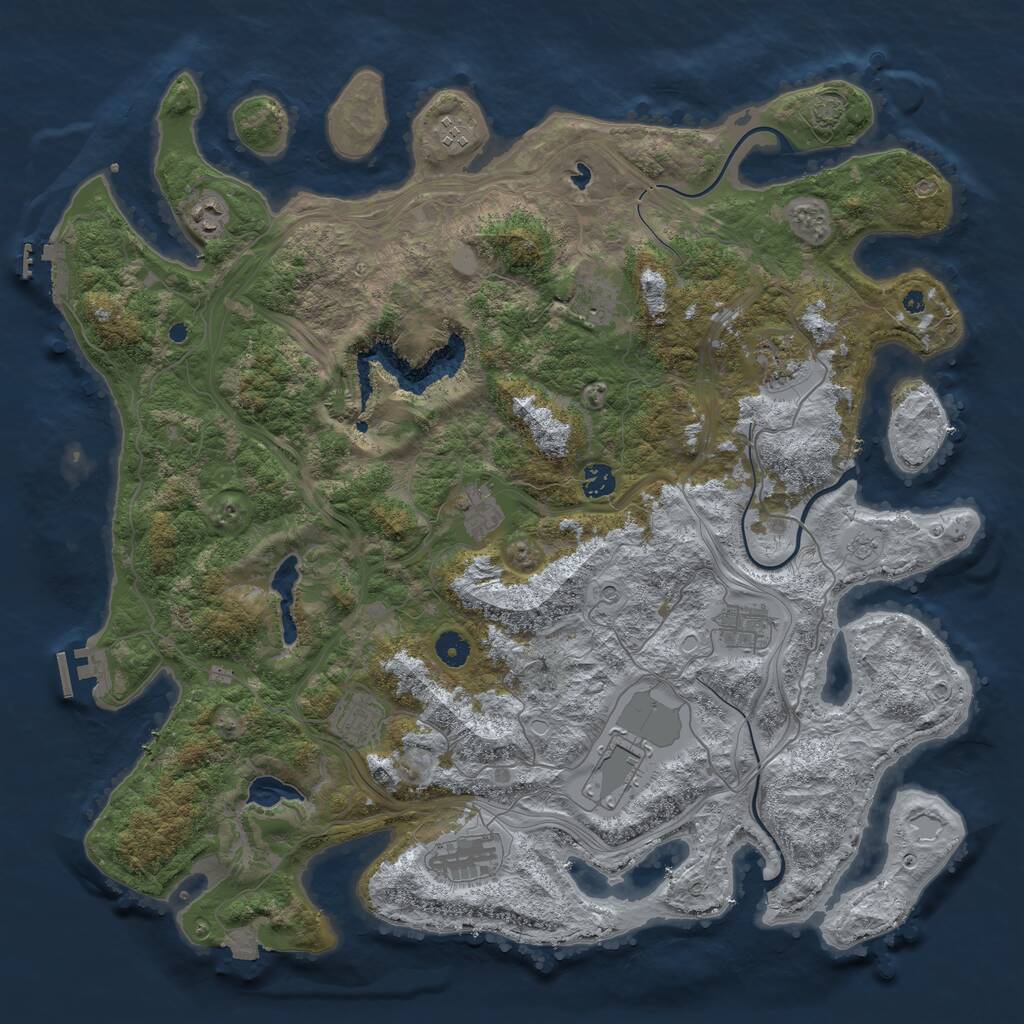 Rust Map: Procedural Map, Size: 4500, Seed: 1087048977, 16 Monuments