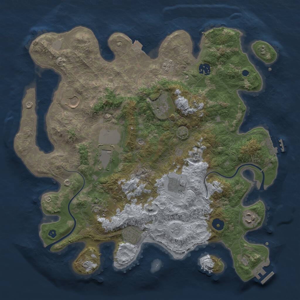Rust Map: Procedural Map, Size: 3750, Seed: 1407431925, 15 Monuments