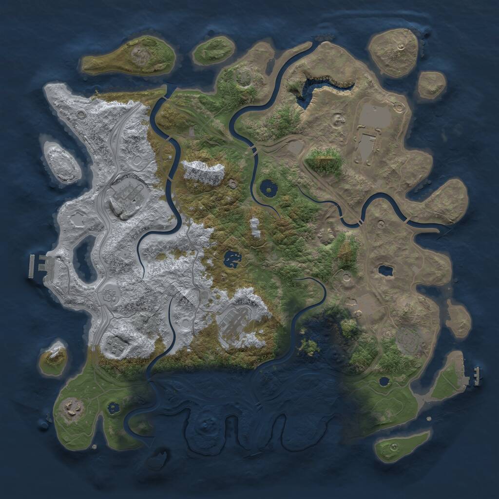 Rust Map: Procedural Map, Size: 4250, Seed: 939256175, 14 Monuments