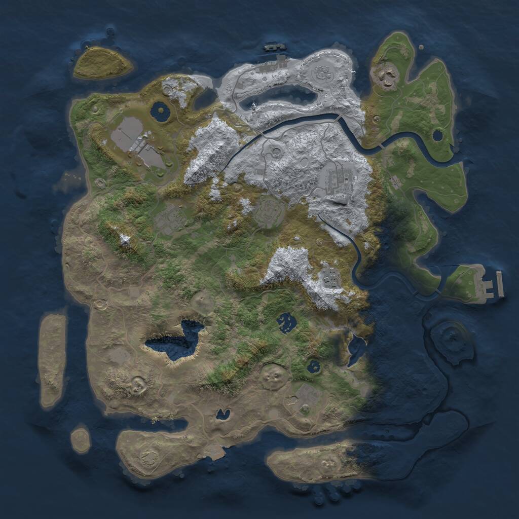 Rust Map: Procedural Map, Size: 4000, Seed: 488219847, 14 Monuments