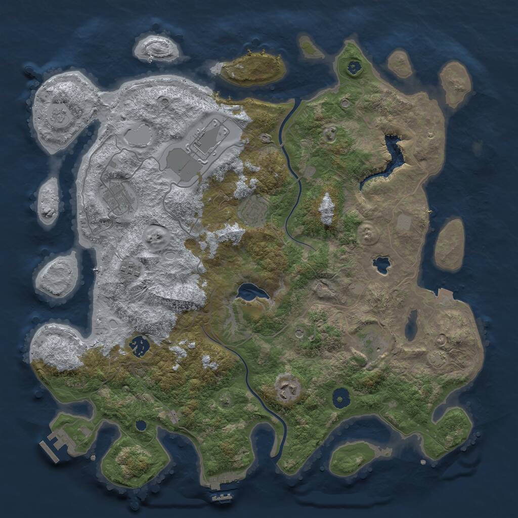 Rust Map: Procedural Map, Size: 4000, Seed: 990343, 13 Monuments