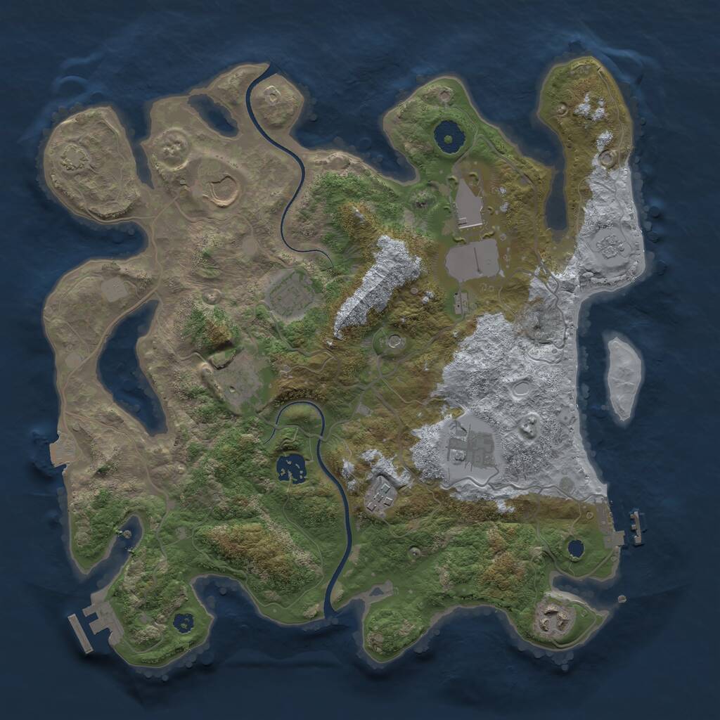 Rust Map: Procedural Map, Size: 3500, Seed: 1446514342, 14 Monuments