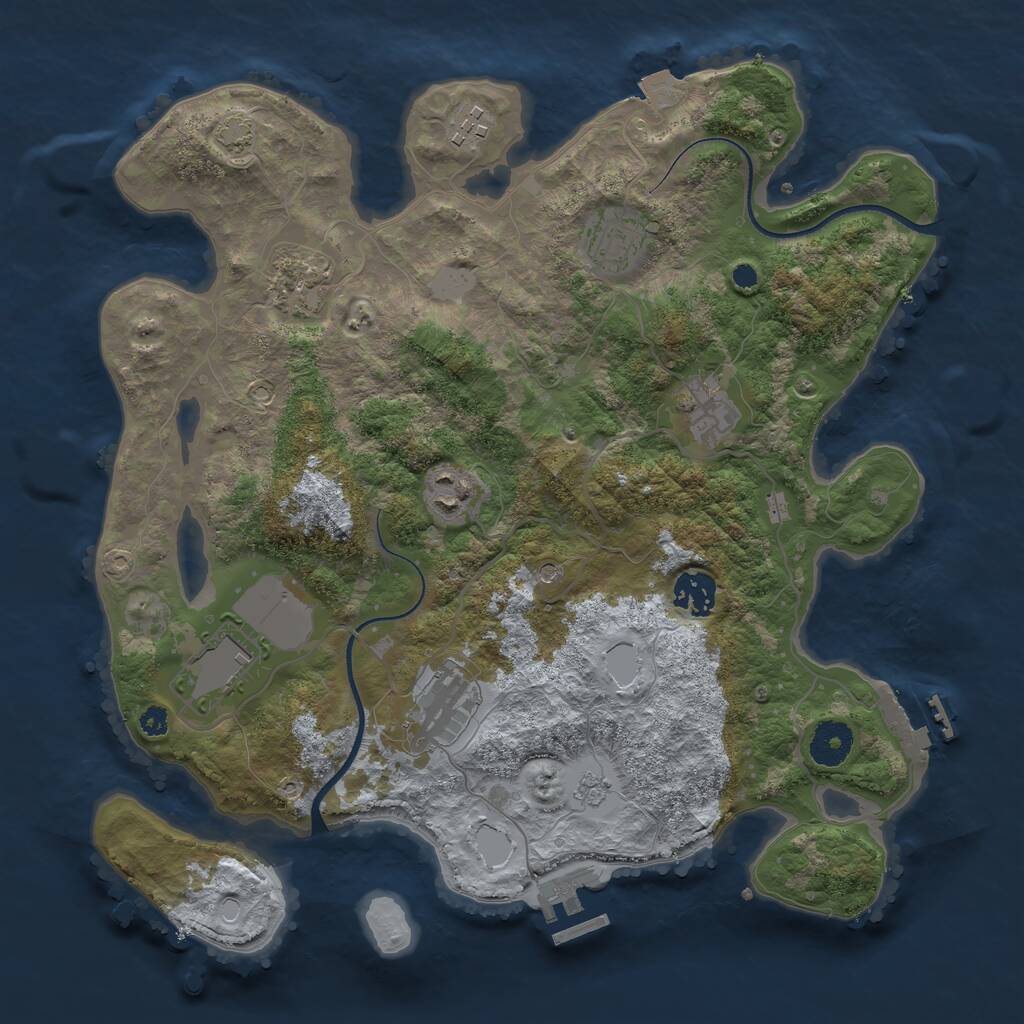 Rust Map: Procedural Map, Size: 3500, Seed: 20322743, 14 Monuments