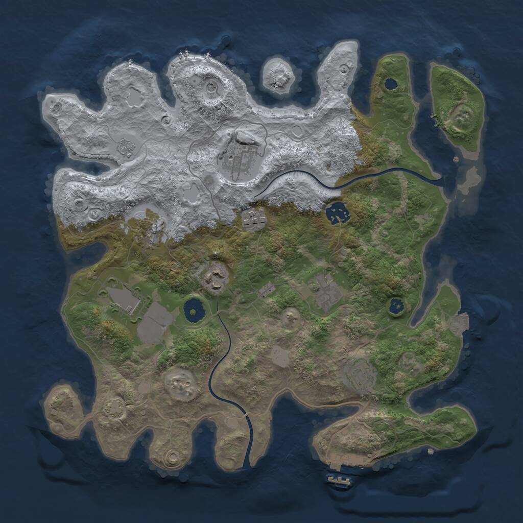 Rust Map: Procedural Map, Size: 3500, Seed: 162253309, 13 Monuments