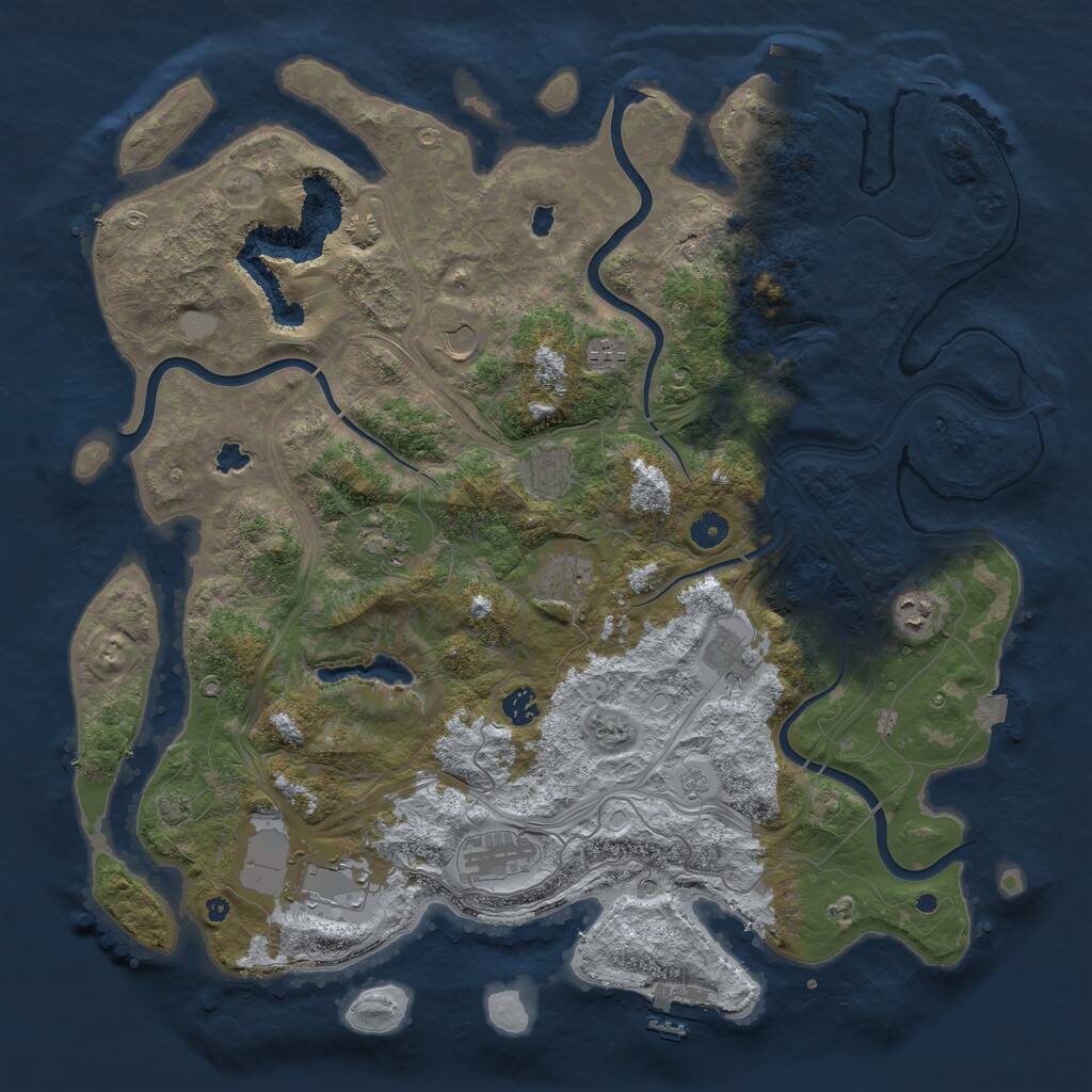 Rust Map: Procedural Map, Size: 4500, Seed: 32611414, 16 Monuments
