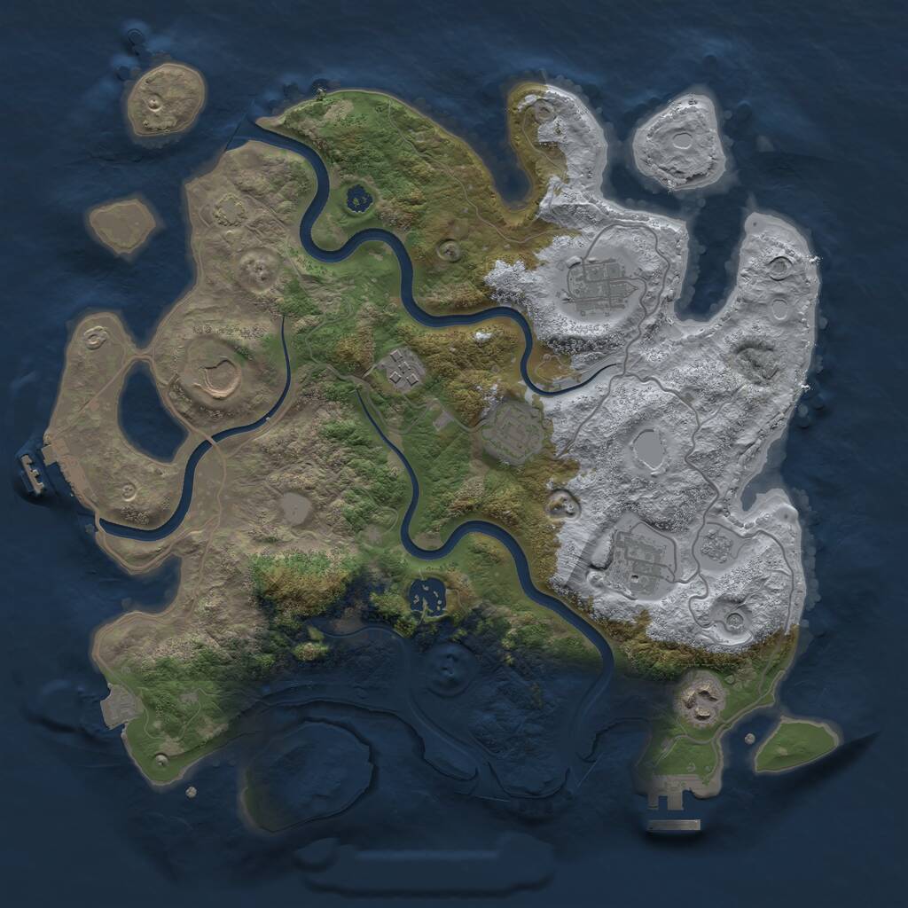 Rust Map: Procedural Map, Size: 3500, Seed: 1476012673, 13 Monuments