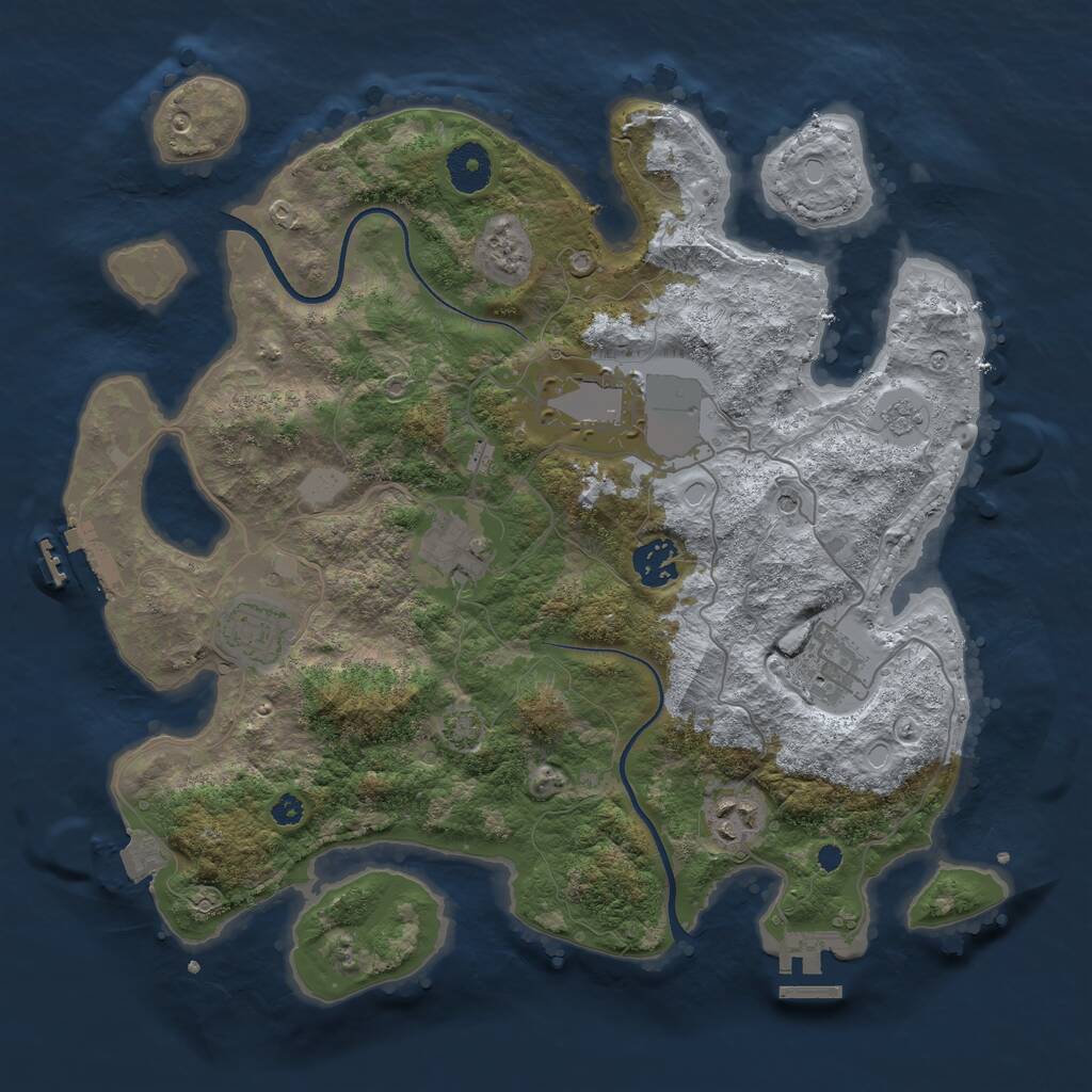 Rust Map: Procedural Map, Size: 3500, Seed: 1476012673, 12 Monuments