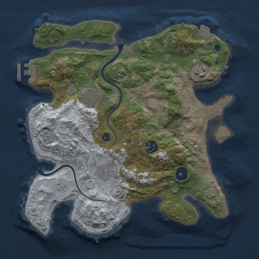 Rust Map: Procedural Map, Size: 3000, Seed: 144380660, 10 Monuments