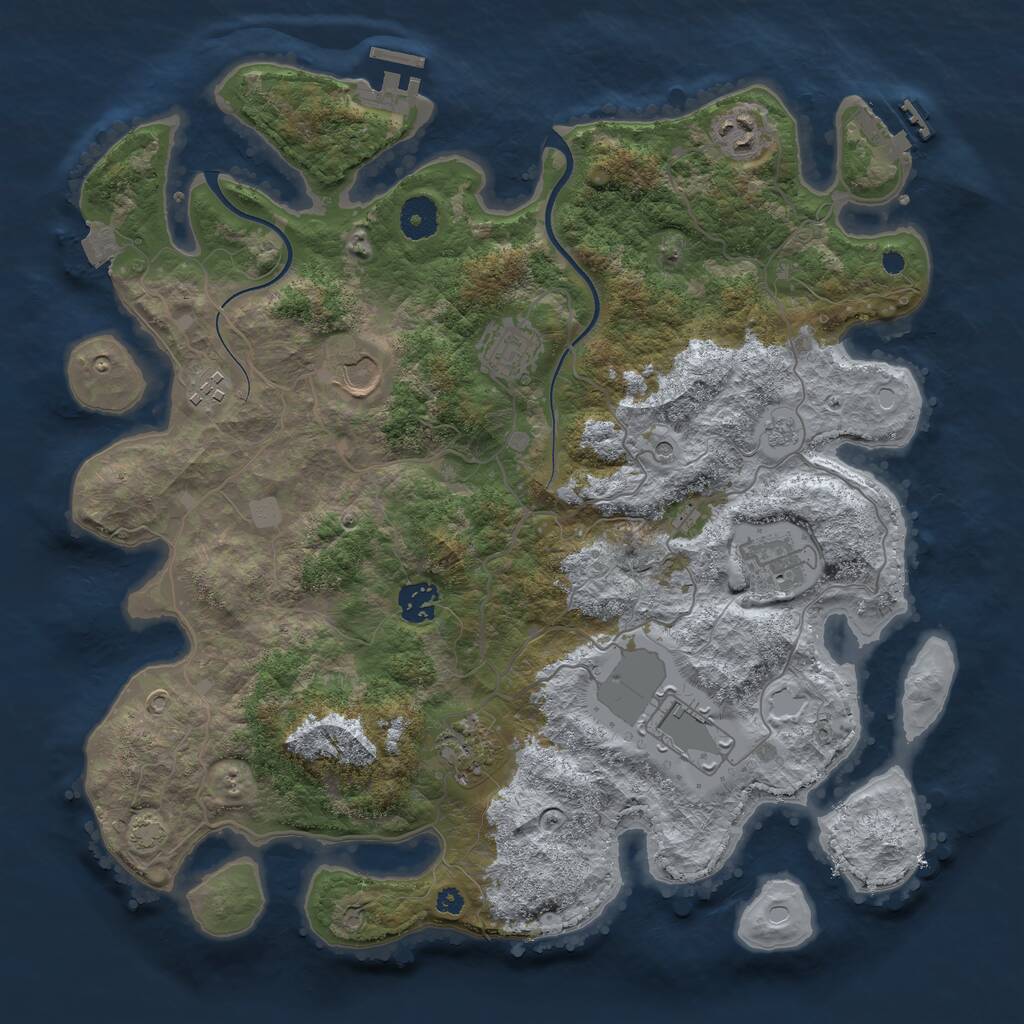 Rust Map: Procedural Map, Size: 3750, Seed: 1953266111, 14 Monuments