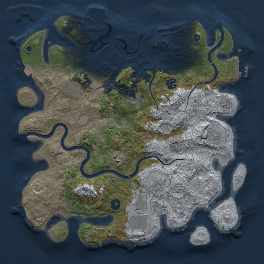 Rust Map: Procedural Map, Size: 3750, Seed: 1953266111, 14 Monuments