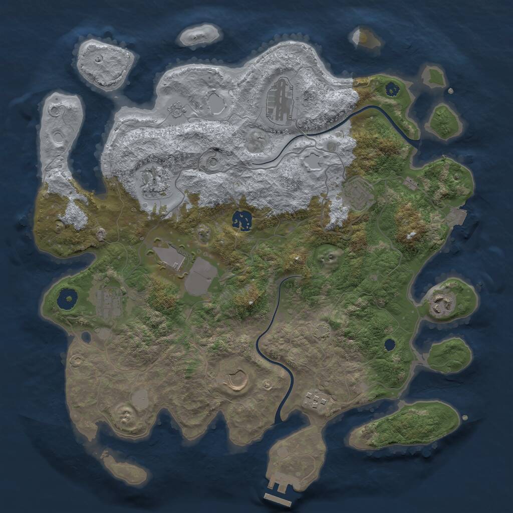 Rust Map: Procedural Map, Size: 3700, Seed: 240974063, 14 Monuments