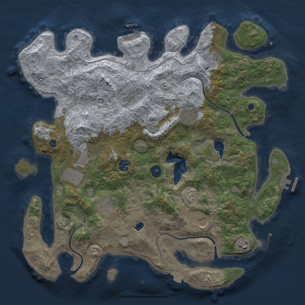 Rust Map: Procedural Map, Size: 4050, Seed: 1039290984, 15 Monuments