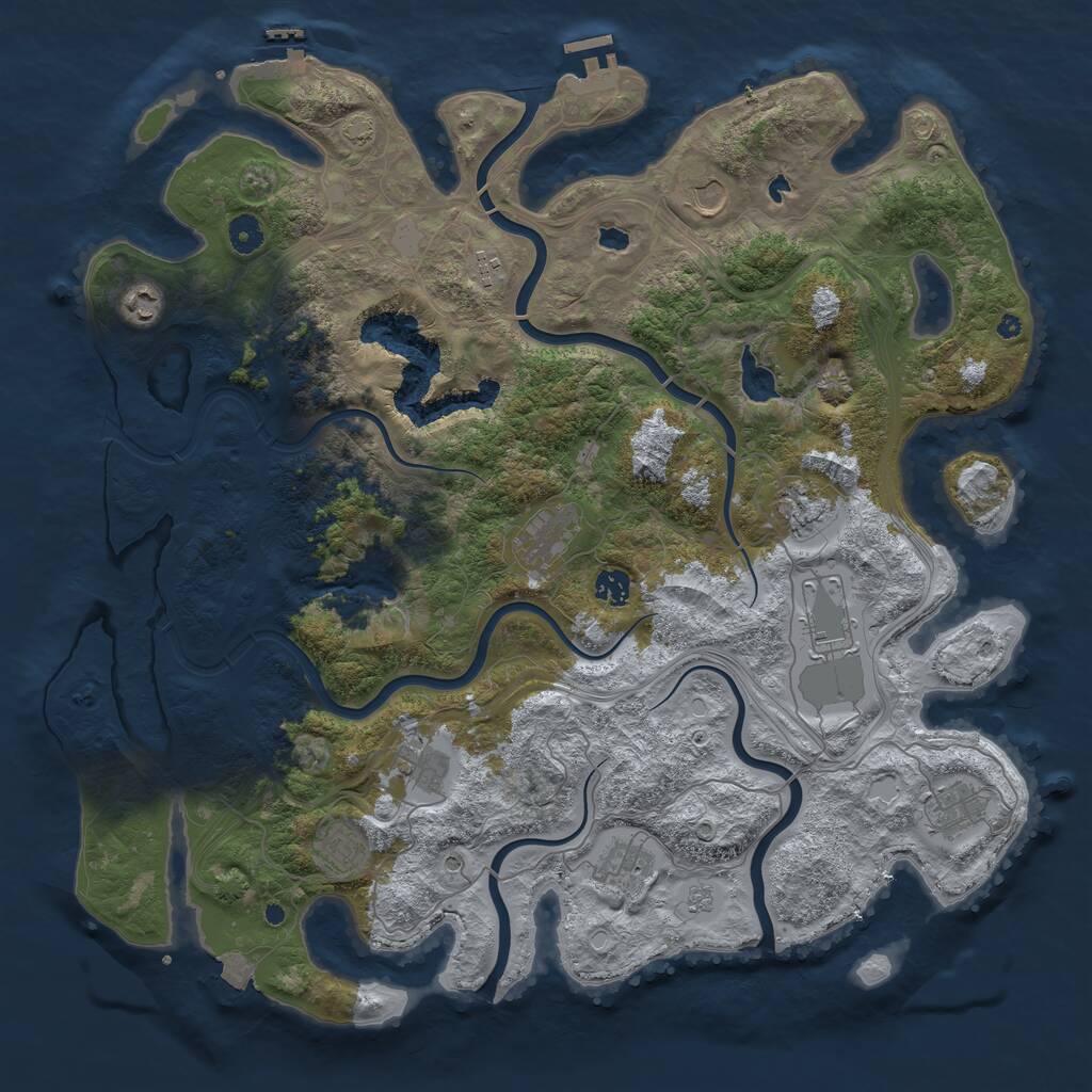 Rust Map: Procedural Map, Size: 4500, Seed: 990791839, 17 Monuments