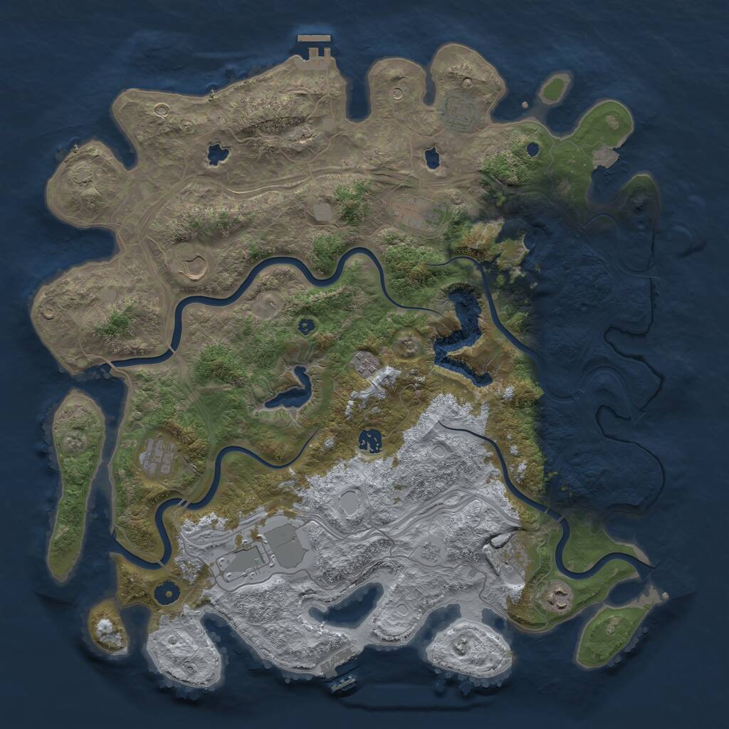 Rust Map: Procedural Map, Size: 4500, Seed: 2106209252, 15 Monuments