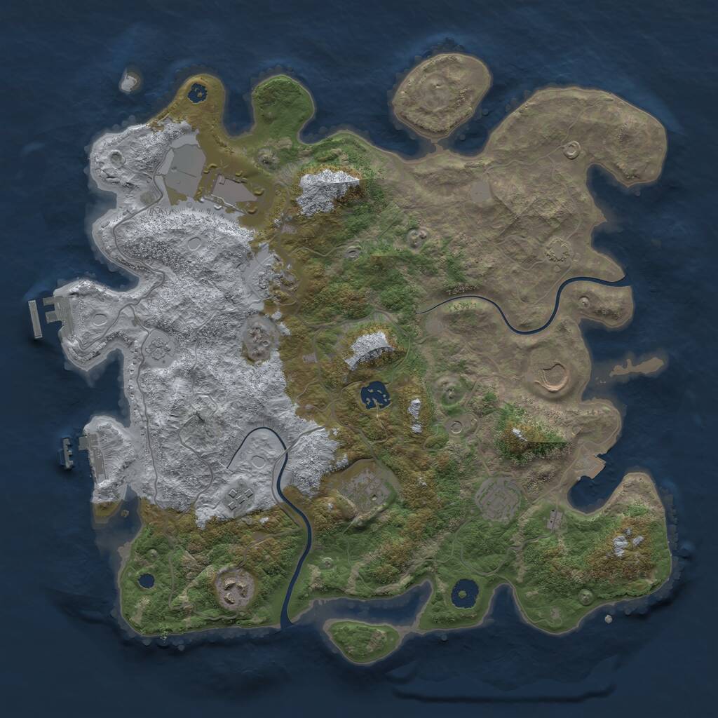 Rust Map: Procedural Map, Size: 3800, Seed: 340269435, 14 Monuments