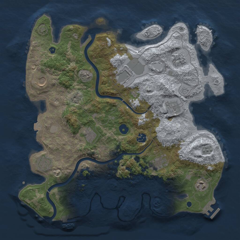 Rust Map: Procedural Map, Size: 3750, Seed: 414638731, 16 Monuments