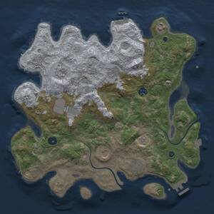 Thumbnail Rust Map: Procedural Map, Size: 3700, Seed: 713137377, 14 Monuments