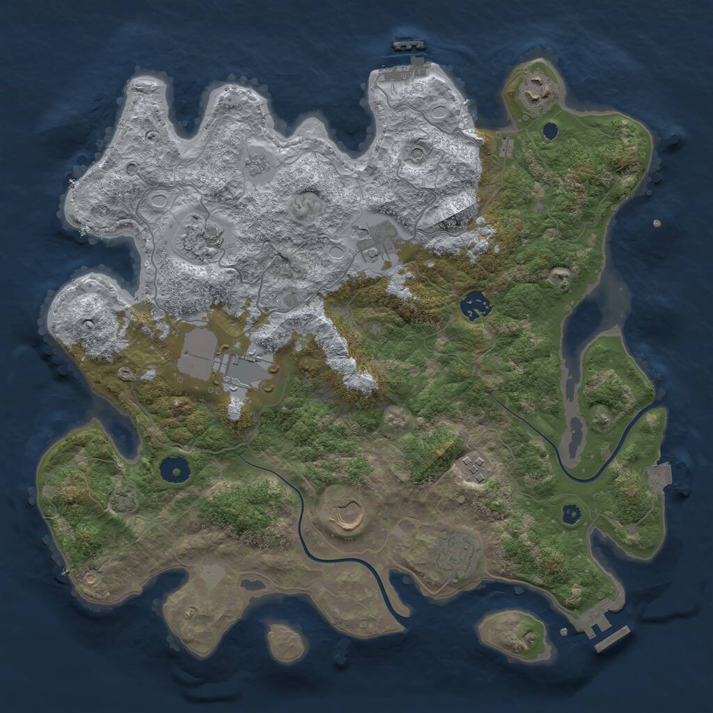 Rust Map: Procedural Map, Size: 3700, Seed: 713137377, 14 Monuments