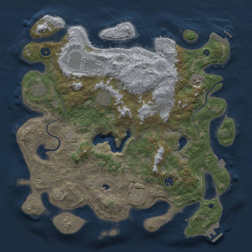 Rust Map: Procedural Map, Size: 4000, Seed: 441253106, 13 Monuments