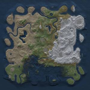 Thumbnail Rust Map: Procedural Map, Size: 4500, Seed: 600277157, 16 Monuments
