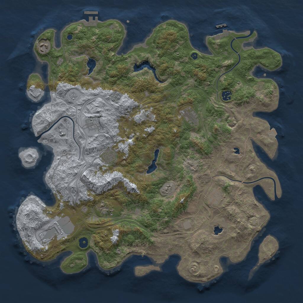 Rust Map: Procedural Map, Size: 4500, Seed: 10202010, 15 Monuments