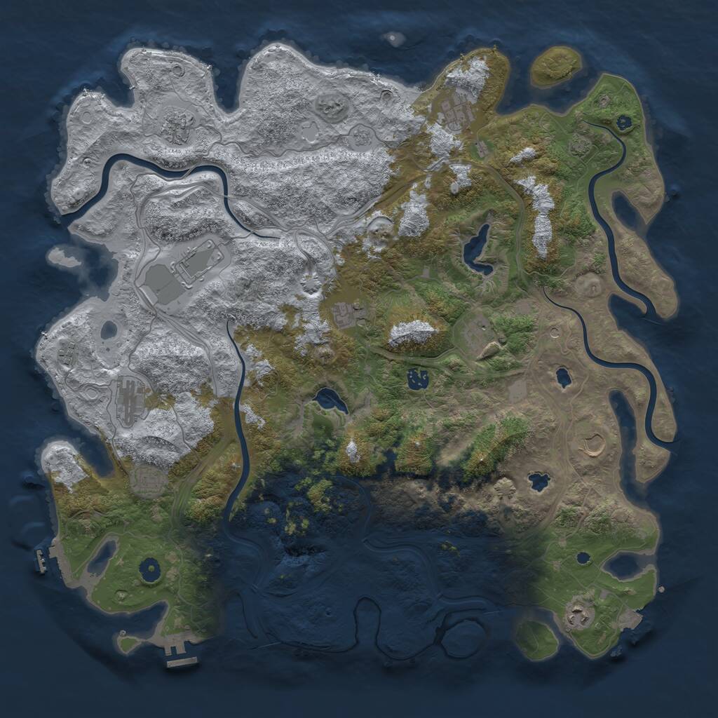 Rust Map: Procedural Map, Size: 4777, Seed: 210000, 17 Monuments