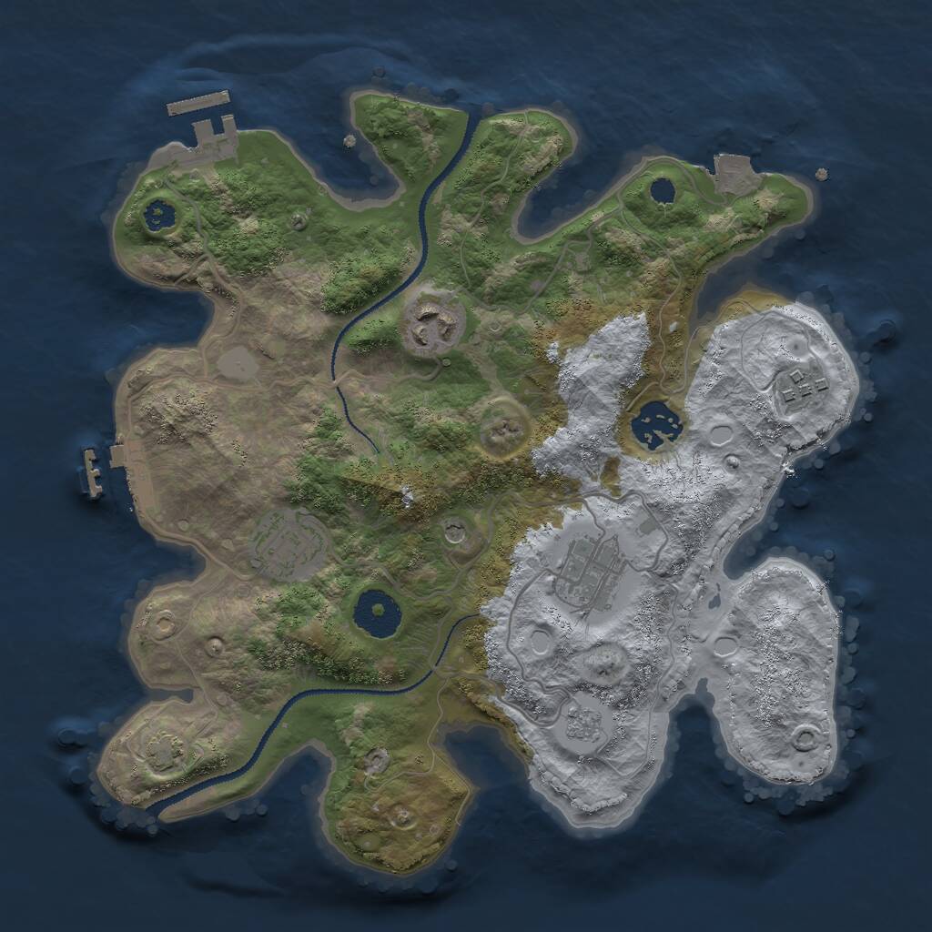 Rust Map: Procedural Map, Size: 3000, Seed: 1023100016, 11 Monuments