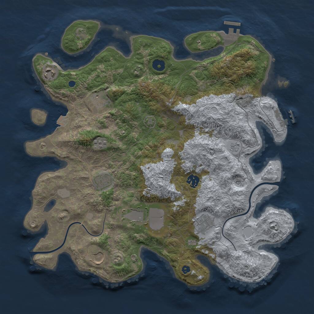 Rust Map: Procedural Map, Size: 3800, Seed: 296445424, 14 Monuments