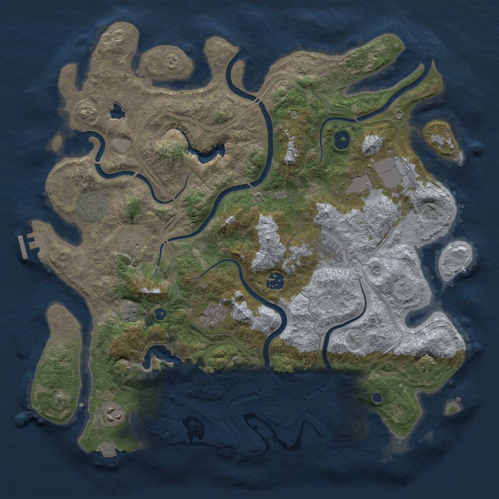 Rust Map: Procedural Map, Size: 4250, Seed: 1037816013, 13 Monuments