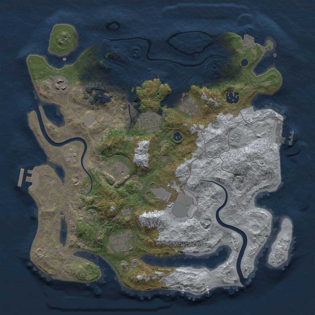 Rust Map: Procedural Map, Size: 3500, Seed: 1785544977, 14 Monuments