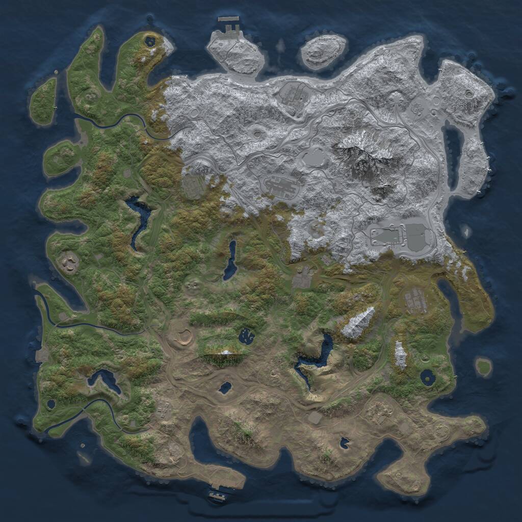 Rust Map: Procedural Map, Size: 5000, Seed: 693969272, 17 Monuments