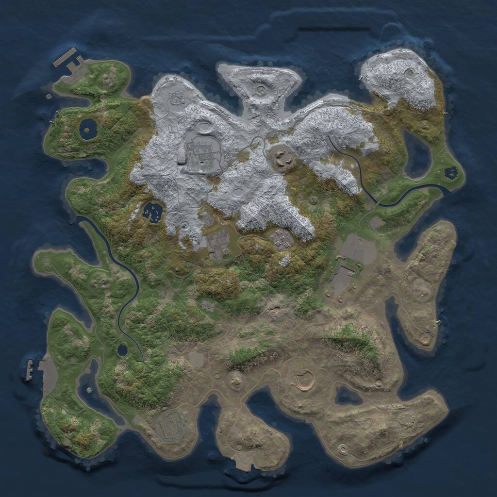 Rust Map: Procedural Map, Size: 3750, Seed: 1706078044, 14 Monuments