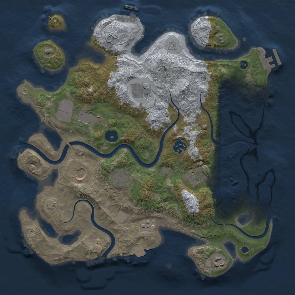 Rust Map: Procedural Map, Size: 3500, Seed: 647478745, 14 Monuments