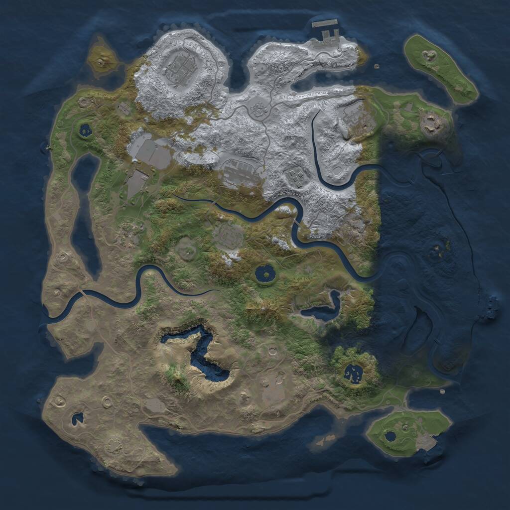 Rust Map: Procedural Map, Size: 4000, Seed: 25502, 16 Monuments