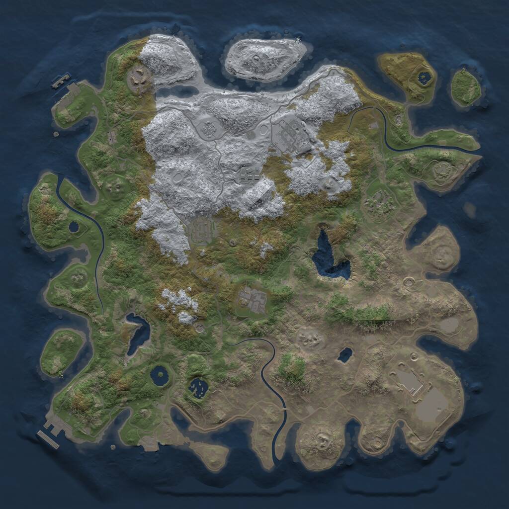 Rust Map: Procedural Map, Size: 4050, Seed: 1917518941, 14 Monuments