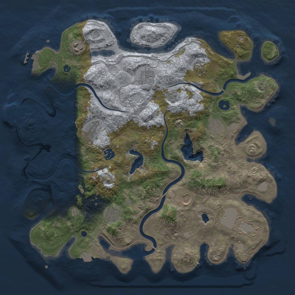 Rust Map: Procedural Map, Size: 4050, Seed: 1917518941, 16 Monuments