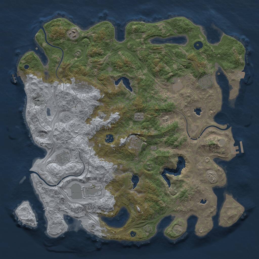 Rust Map: Procedural Map, Size: 4500, Seed: 1229530758, 15 Monuments