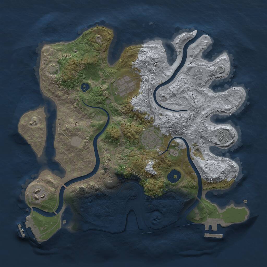 Rust Map: Procedural Map, Size: 3000, Seed: 807957892, 10 Monuments