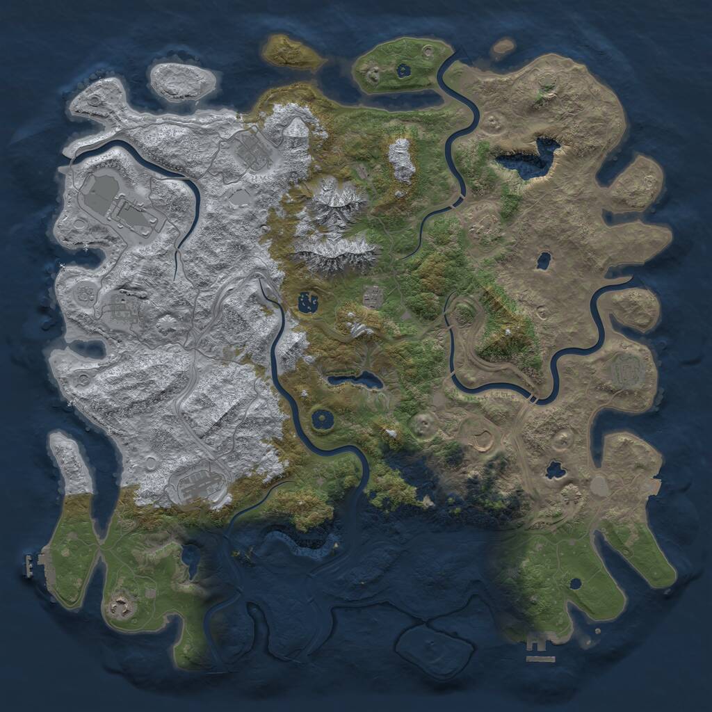 Rust Map: Procedural Map, Size: 5000, Seed: 250403, 16 Monuments