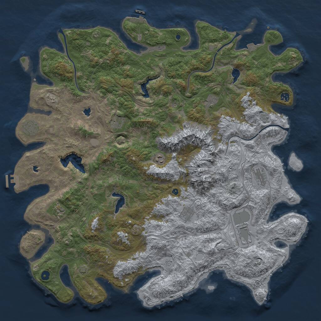 Rust Map: Procedural Map, Size: 5200, Seed: 944066534, 16 Monuments