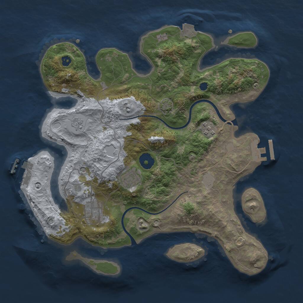 Rust Map: Procedural Map, Size: 3000, Seed: 116524732, 9 Monuments