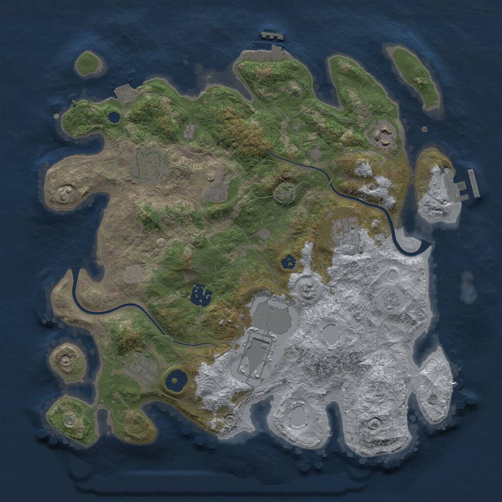 Rust Map: Procedural Map, Size: 3500, Seed: 183725191, 12 Monuments